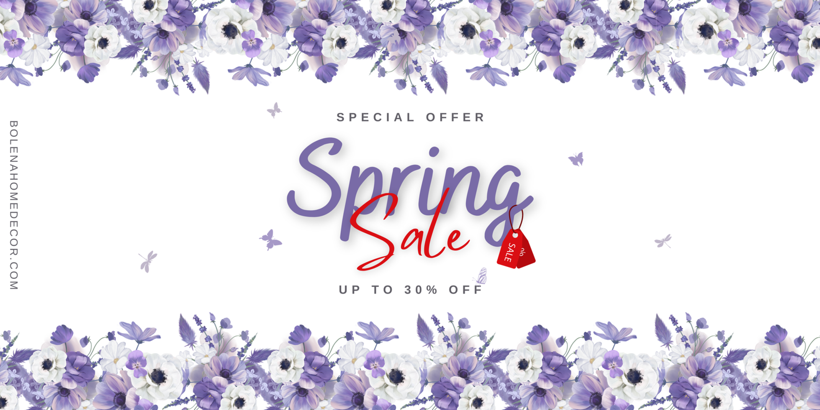 Violet And White Aesthetic Spring Season Sale Landscape Banner